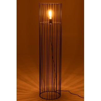 Candeeiro cilíndrico com base em metal preto 14x14x59 cm