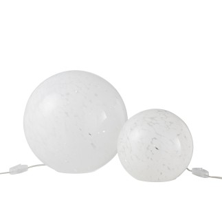 Lampada sferica da tavolo in vetro bianco 28x28x28 cm