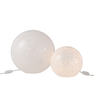 Lampada sferica da tavolo in vetro bianco 28x28x28 cm
