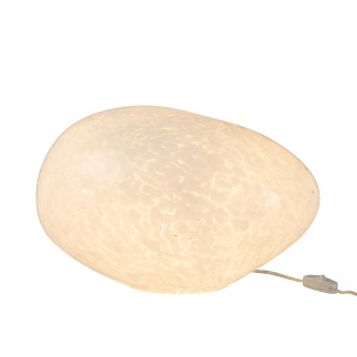 Candeeiro esférico de mesa em vidro branco 40x30x26 cm