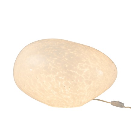 Candeeiro esférico de mesa em vidro branco 40x30x26 cm