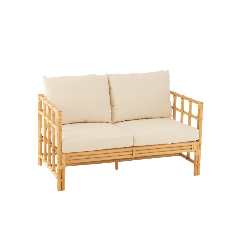 Sofá de 2 plazas de madera natural 127x73x64cm Sofá de 2 plazas de madera natural 127x73x64cm
