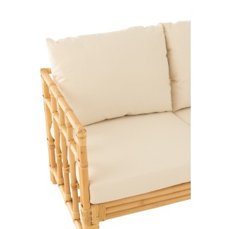 Sofá de 2 plazas de madera natural 127x73x64cm