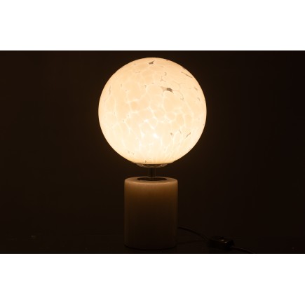 Lámpara de bola de vidrio blanco para colocar de 17x17x32 cm