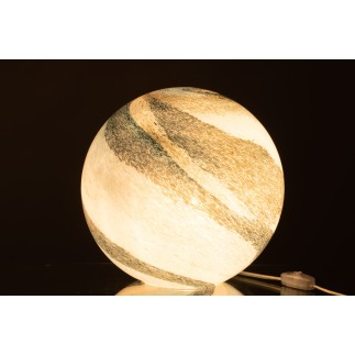 Lampada sferica da tavolo in vetro blu-verde 28x28x28 cm