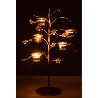 Candelabro da tavolo a 5 candele in metallo dorato 36x16x54cm