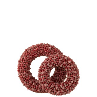 Couronne de baies en résine rouge 45x6x45 cm