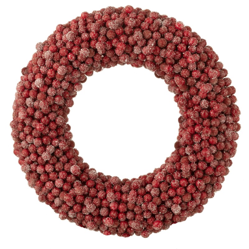 Couronne de baies en résine rouge 45x6x45 cm