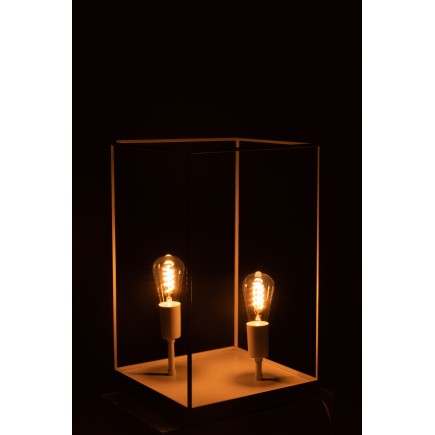 Lámpara de mesa con marco de metal blanco de 51x30x30 cm