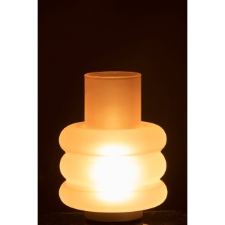 Lâmpada com LED em vidro rosa 17x17x24 cm