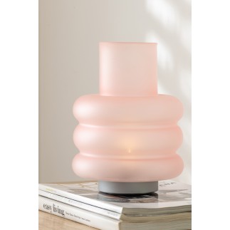 Lâmpada com LED em vidro rosa 17x17x24 cm