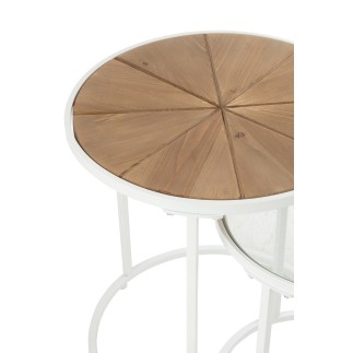 Set de 2 tables basses en verre blanc 50x50x56 cm