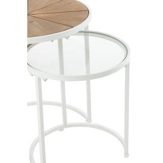 Set de 2 tables basses en verre blanc 50x50x56 cm