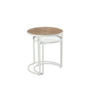 Set de 2 tables basses en verre blanc 50x50x56 cm