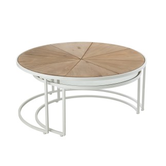 Set de 2 tables basses en verre blanc 91x91x41 cm