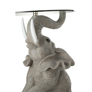 Tavolo rotondo con base elefante in sintetico grigio 49x48x63 cm 