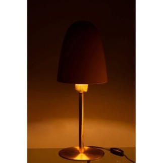 Candeeiro de mesa com base dourada em metal ocre 17x17x46 cm
