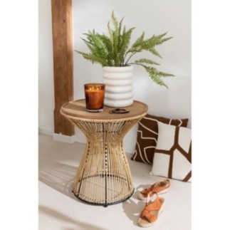 Tavolo rotondo impilabile in legno naturale 63x63x61 cm
