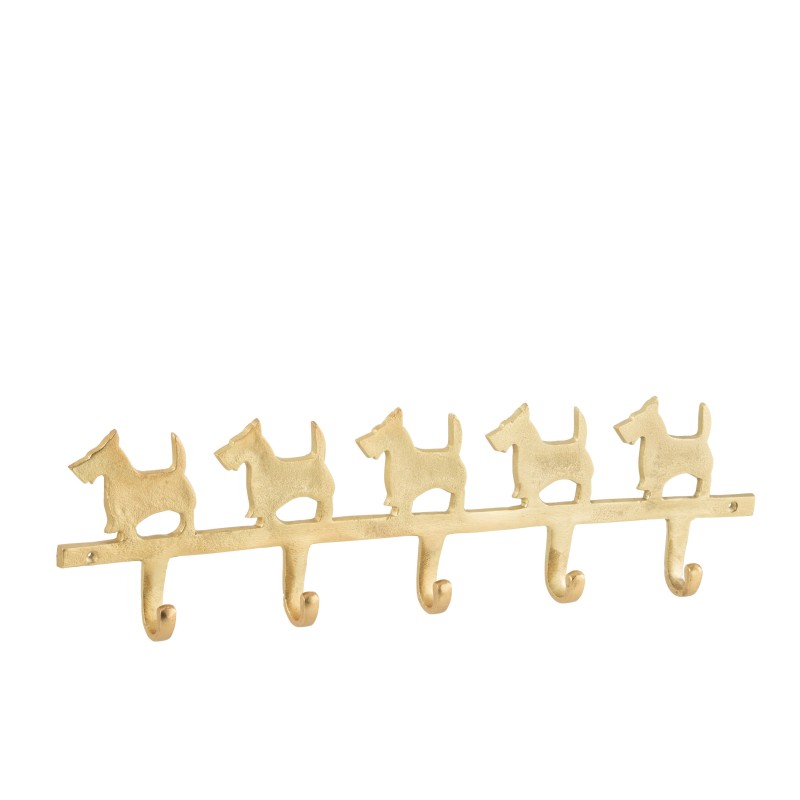 Perchero con 5 ganchos de aluminio dorado de 57x16x4 cm