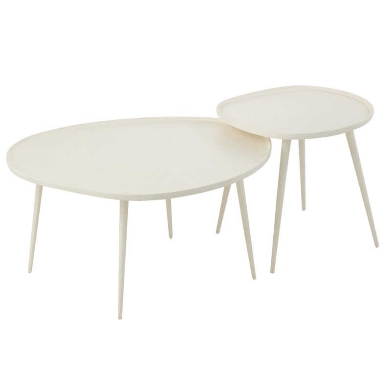 Conjunto de 2 mesas de aluminio blanco 72.5x63x38cm Conjunto de 2 mesas de aluminio blanco 72.5x63x38cm