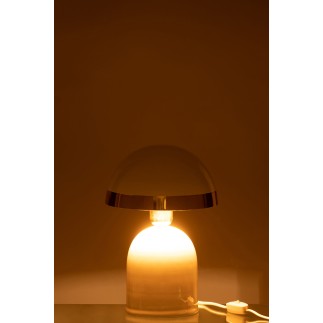 Lampe champignon à bord doré en métal blanc 20x20x30 cm 