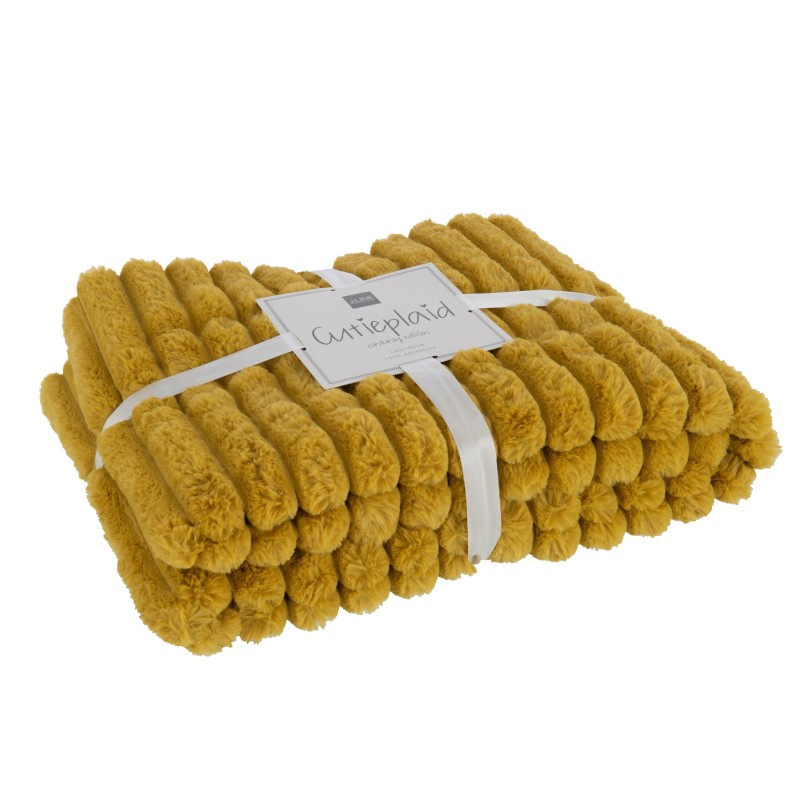 Plaid en textil ocre de 180x130x3 cm