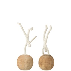 Set de 2 personnages poirier en bois naturel 12x12x30 cm