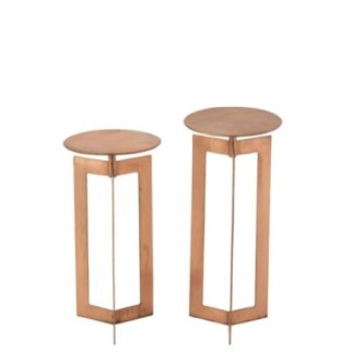 Set di 2 tavolini in metallo rame 30x30x71 cm