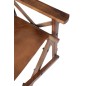 Silla de director en cuero y madera marrón 53x56x88cm