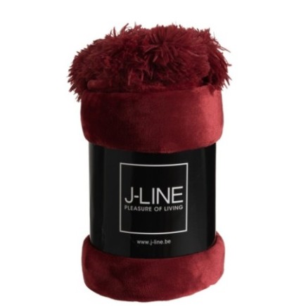 Plaid con pompon in poliestere rosso 170x130x1 cm