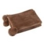 Coperta con pompon in poliestere marrone 176x128 cm