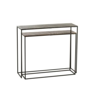 Conjunto de 2 consolas rectangulares de aluminio negro H83 y 73 cm