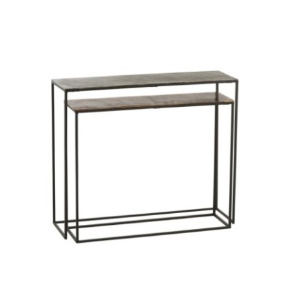 Conjunto de 2 consolas rectangulares de aluminio negro H83 y 73 cm