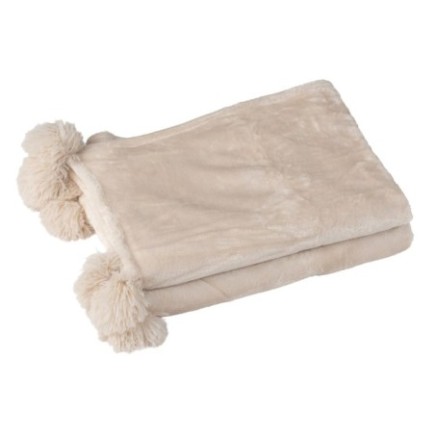 Coperta in tessuto color crema 170x130x1 cm