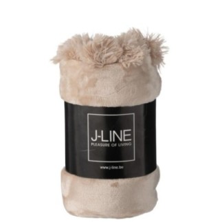 Coperta con pompon in poliestere beige scuro 173x126 cm