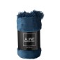 Coperta in poliestere blu con pompon 173x126 cm