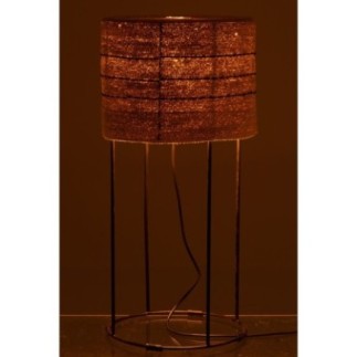 Lampada a puntini in metallo nero e giunco di mare beige 30x30x66 cm