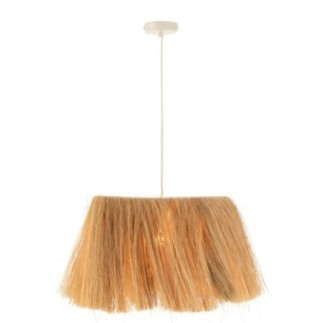 Lampe suspendue Bahamas en métal et herbe bois beige 35x35x120 cm