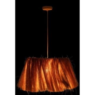 Lampe suspendue Bahamas en métal et herbe bois beige 35x35x120 cm