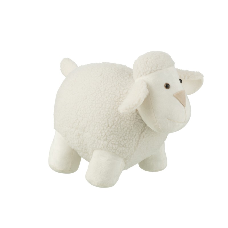 Cuña para puerta de oveja en tejido blanco 43x23x34 cm