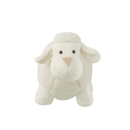 Cale-porte mouton en tissu blanc 43x23x34 cm