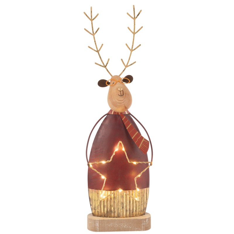Renna decorativa illuminata in metallo rosso 45x14x6,5 cm Renna decorativa illuminata in metallo rosso 45x14x6,5 cm