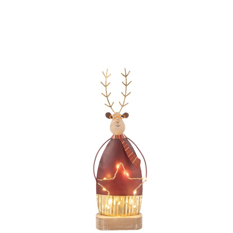 Reno decorativo iluminado de metal naranja 11x6x32 cm Reno decorativo iluminado de metal naranja 11x6x32 cm