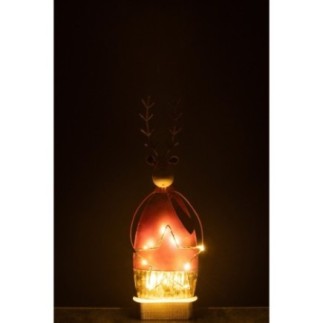 Reno decorativo iluminado de metal naranja 11x6x32 cm