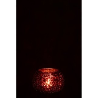 Vaso per candele in vetro rosso 12x12x9,5 cm
