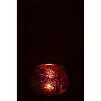 Vaso per candele in vetro rosso 15x15x12 cm