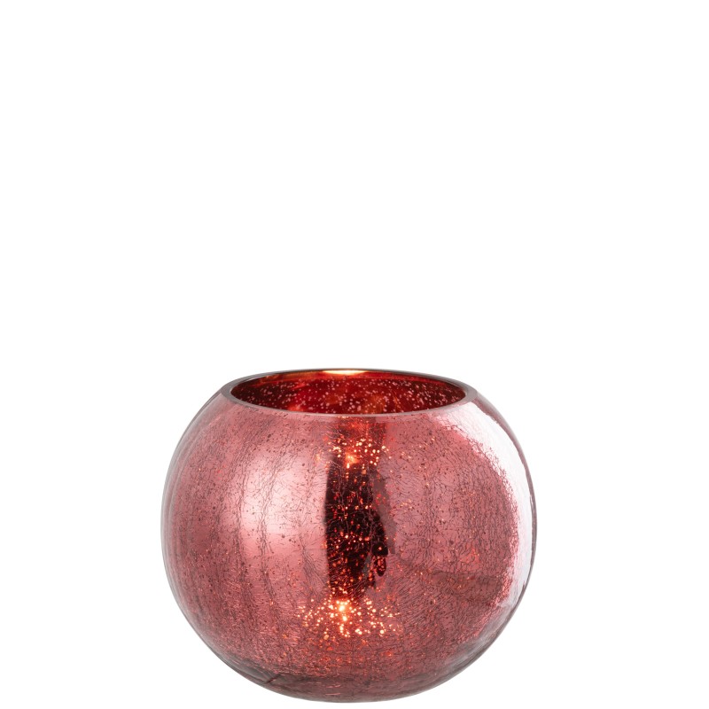 Vaso per candele in vetro rosso 20x20x16 cm