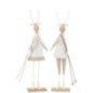 Coppia di renne sugli sci in metallo bianco 11x7x49 cm (Prezzo unitario/Vendita 2 min.)