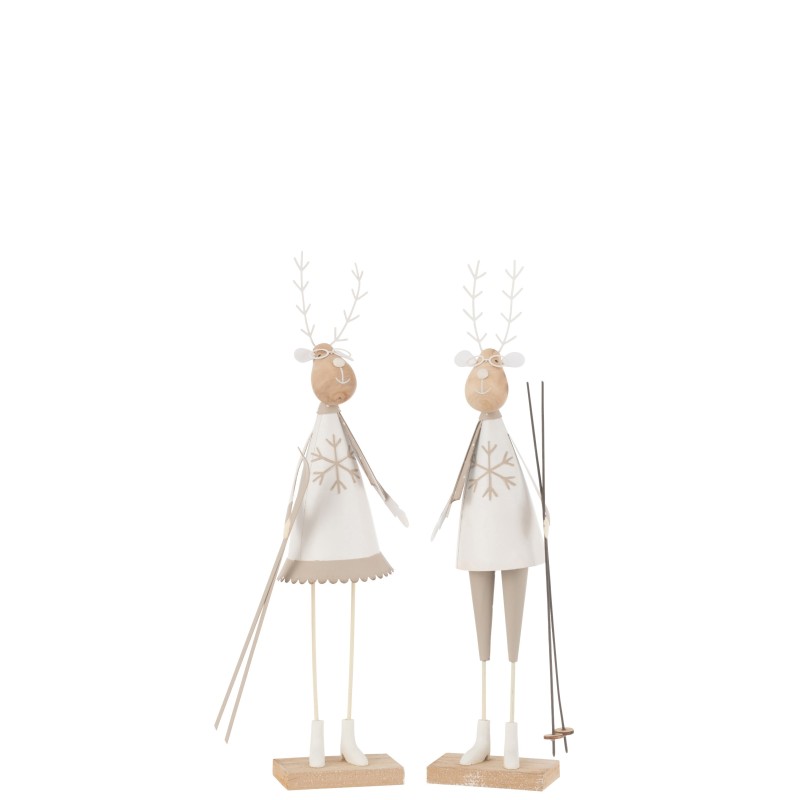 Par de renos sobre esquís en metal blanco 8x8x37 cm (Precio por unidad/Venta 2 min.) Par de renos sobre esquís en metal blanco 8x8x37 cm (Precio por unidad/Venta 2 min.)