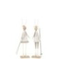 Coppia di renne sugli sci in metallo bianco 8x8x37 cm (Prezzo unitario/Vendita 2 min.)